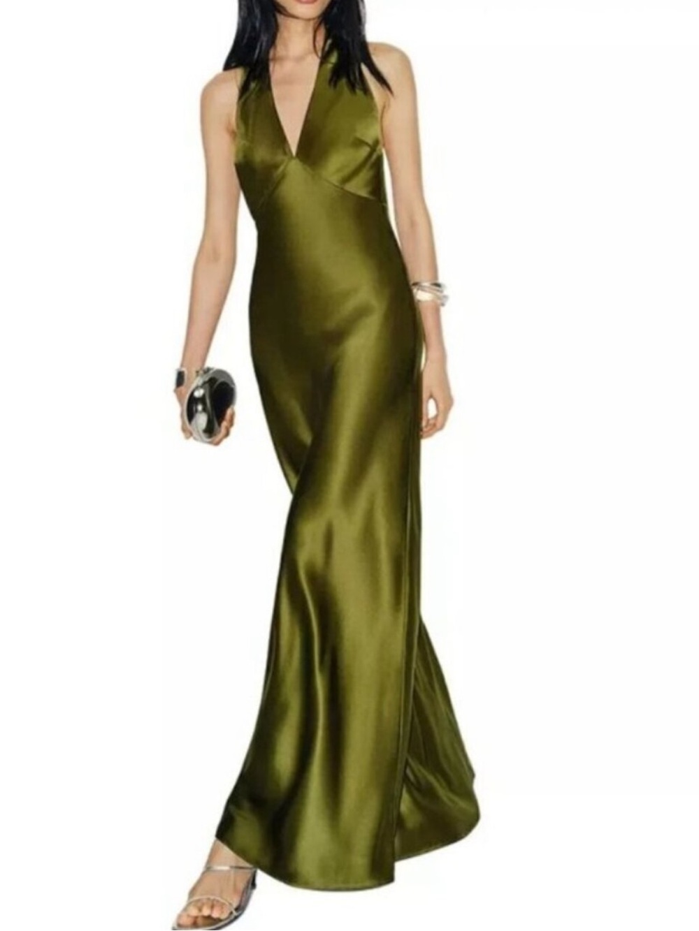 NWT Reformation Daniela Silk Dress Maxi Pear